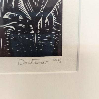 Signed & Numbered "Young Corn" Original Linocut Print By Mollie Doctrow Approx 15" x 18"