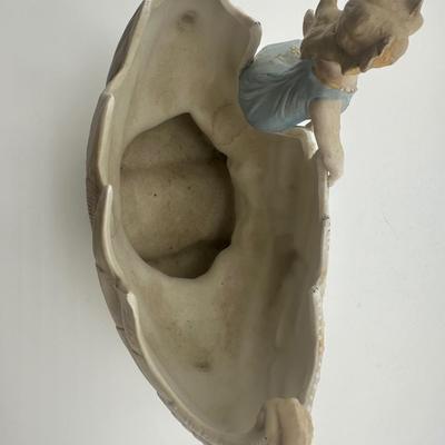 Vintage Bisque Woman on Shell Planter