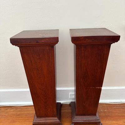 Two Wooden Pedestal Stands