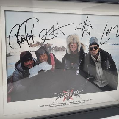 Two Black Framed Metallica Club Autograph Photo Prints