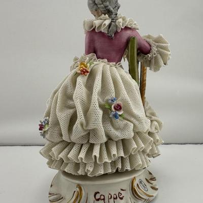 Capodimonte Signed Cappé Woman Playing Harp Figurine
