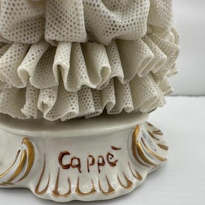 Capodimonte Signed Cappé Woman Playing Harp Figurine