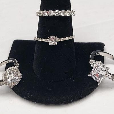 Four CZ 925 S925 Fashion Rings