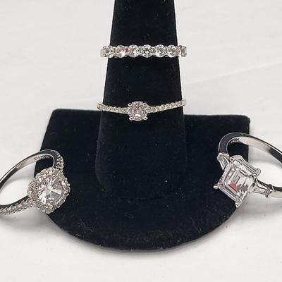 Four CZ 925 S925 Fashion Rings