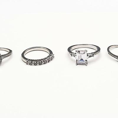 Four CZ 925 S925 Fashion Rings