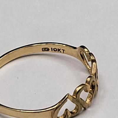 Vintage 10k Gold Four Hearts Ring
