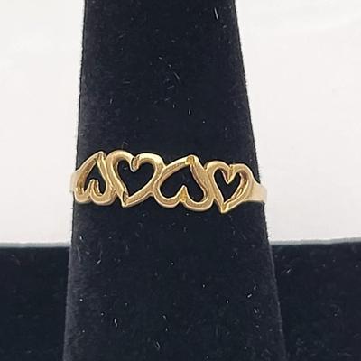 Vintage 10k Gold Four Hearts Ring