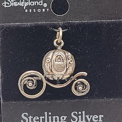 Collectible Sterling Disney Carriage, Initial C Diamond Pendant + Mini Ring Charm