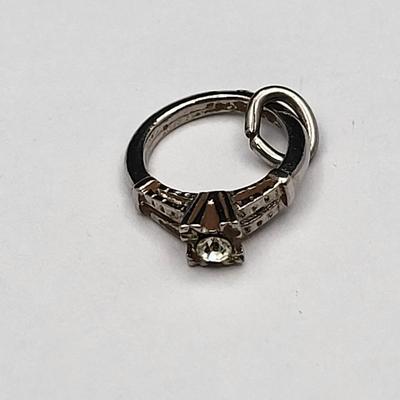 Collectible Sterling Disney Carriage, Initial C Diamond Pendant + Mini Ring Charm