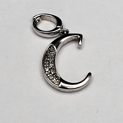 Collectible Sterling Disney Carriage, Initial C Diamond Pendant + Mini Ring Charm