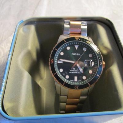 Fossil men's watch Model FS5743, All stainless steel in metal box