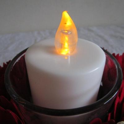 Wood Flower and pine cones arrangement with battery-operated candle
