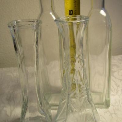 9 decorative bottles various sizes and shapes, 2 small vases