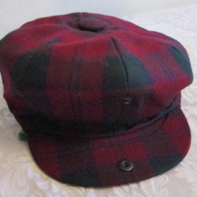 Gray Wilson Suede adjustable newsboy hat; Highland Home Industries red plaid newsboy hat made in Scotland size 7-3/4-7-7/8; Brown/beige...