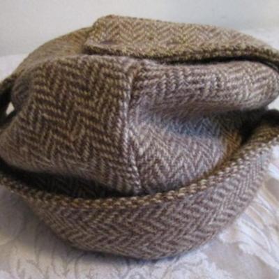 Gray Wilson Suede adjustable newsboy hat; Highland Home Industries red plaid newsboy hat made in Scotland size 7-3/4-7-7/8; Brown/beige...