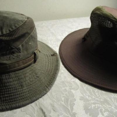 Khaki green canvas & mesh fishing hat - one size fits all; brown Q Headwear Explorer/Safari hat size L/XL