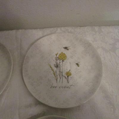 Certified International ceramic luncheon plates, set of 4 with Bee design