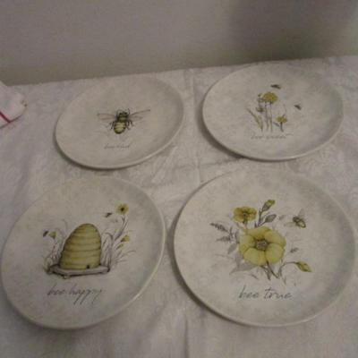 Certified International ceramic luncheon plates, set of 4 with Bee design