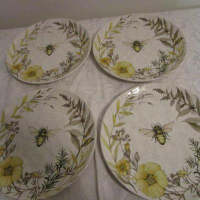 Certified International ceramic dinner plates, set of 4 with Bee design