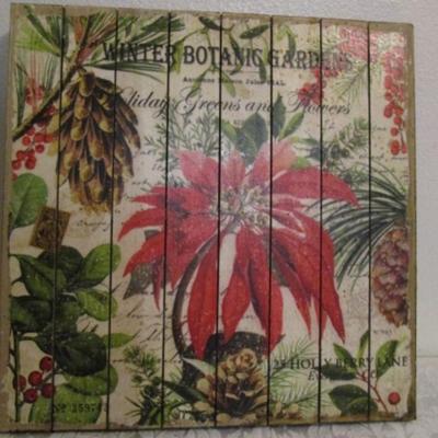 Winter Botanic Garden wooden floral plaque