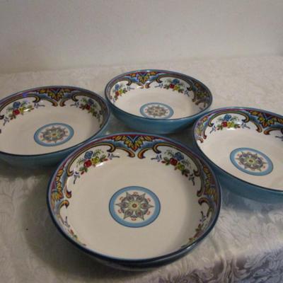 Euro Ceramica ceramic pasta bowls (4), Zanzibar pattern