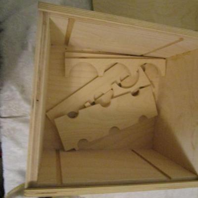 Wooden wine box with bottle dividers