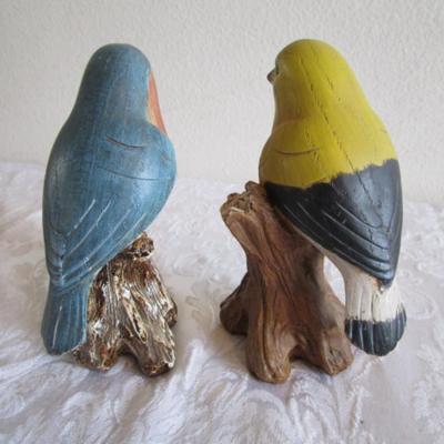 2 resin Birds on branches figurines