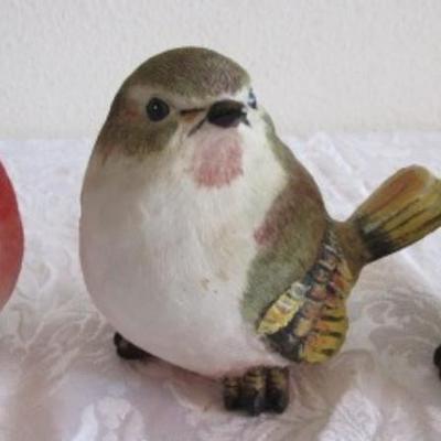 3 resin bird figurines