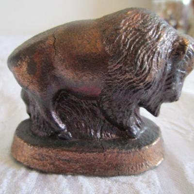 Vintage Buffalo figurine metal with copper plating, "South Dakota"