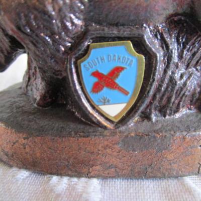 Vintage Buffalo figurine metal with copper plating, "South Dakota"