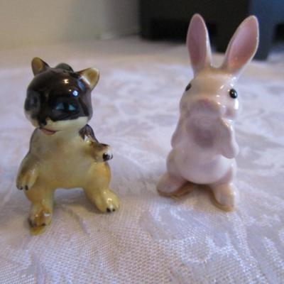Vintage Hagen Renaker raccoon figurine, Hagen Renaker bunny figurine