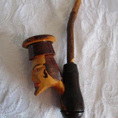 Vintage Italian carved wood tobacco pipe