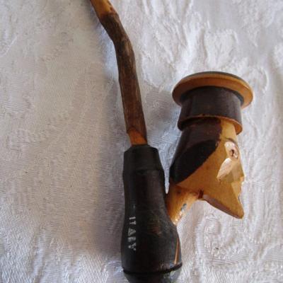 Vintage Italian carved wood tobacco pipe
