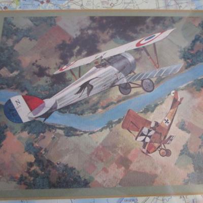 Vintage of 1968 Jim Deneen Wings of Glory with frame & custom matting PFALZ vs. NIEUPORT 27-1917
