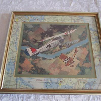 Vintage of 1968 Jim Deneen Wings of Glory with frame & custom matting PFALZ vs. NIEUPORT 27-1917