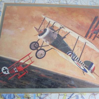 Vintage J. B. Deneen Wings of Glory WWI Sopwith Camel vs. Fokker Triplanes - 1916 framed artwork with custom matting