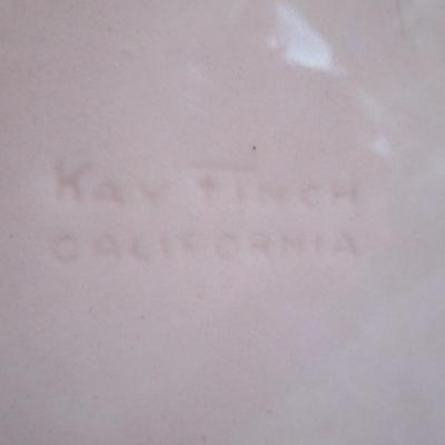 Kay Finch, CA Ceramic Irridescent Swan decorative dish