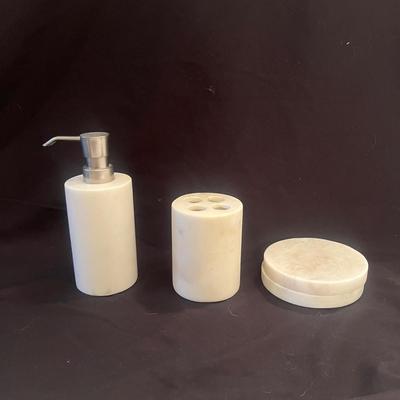 Wooden Box on Iron Frame & Stone Bathroom Set (LR-MG)
