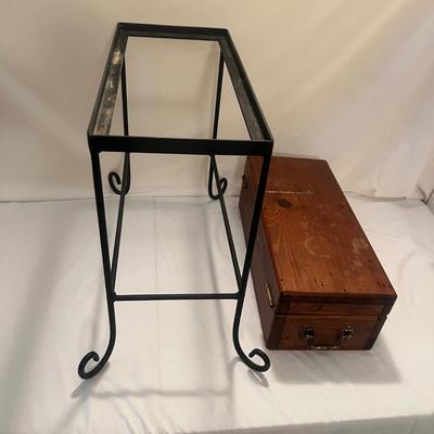 Wooden Box on Iron Frame & Stone Bathroom Set (LR-MG)