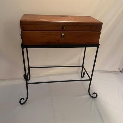 Wooden Box on Iron Frame & Stone Bathroom Set (LR-MG)