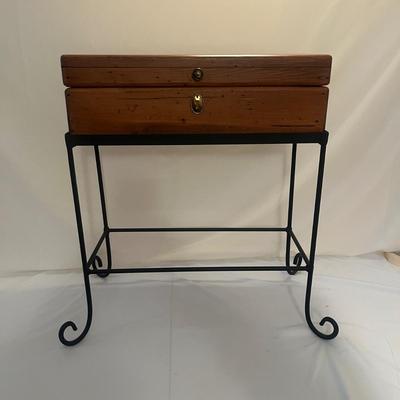 Wooden Box on Iron Frame & Stone Bathroom Set (LR-MG)