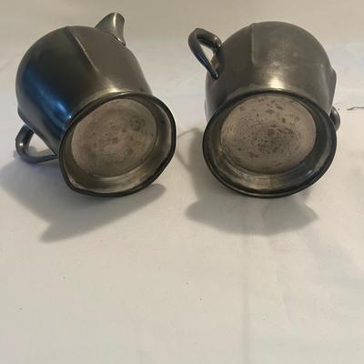 Pewter Tea Set & Two Ceramic Figurines (LR-MG)