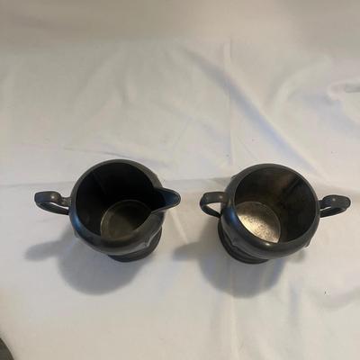 Pewter Tea Set & Two Ceramic Figurines (LR-MG)