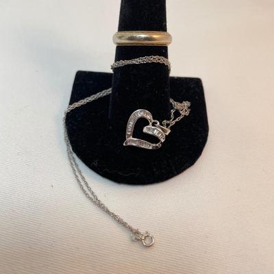 14k Wedding Band & Heart-Shaped Necklace (K-SS)