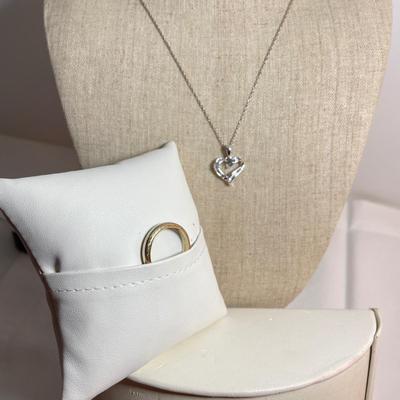 14k Wedding Band & Heart-Shaped Necklace (K-SS)