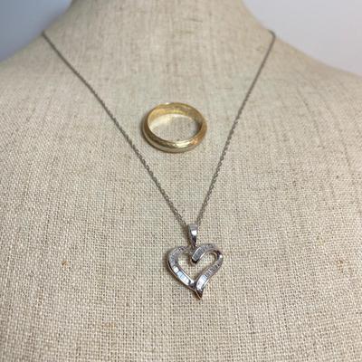14k Wedding Band & Heart-Shaped Necklace (K-SS)