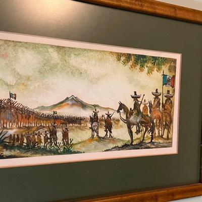 Signed Watercolor of Mexican Soldiers (GB-RG)