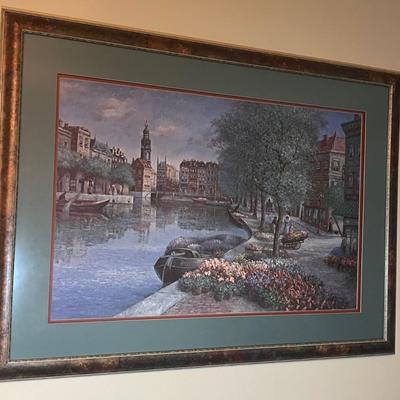 Canal Scene Art in Large Pretty Frame (DR-RG)