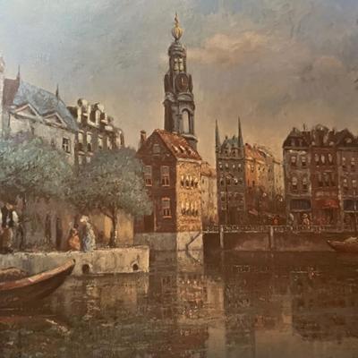 Canal Scene Art in Large Pretty Frame (DR-RG)