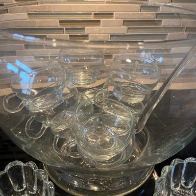 Punchbowl service for 12 & silverware servers